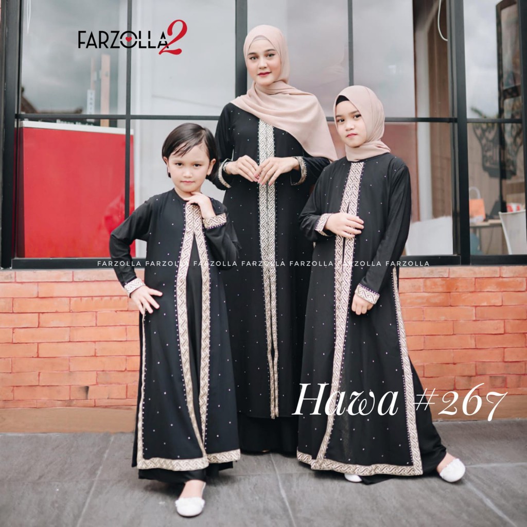 COUPLE ABAYA IBU DAN ANAK//Abaya Turkey HAWA 267 hitam bordir//turki saudi// Abaya ORI/Abaya Hitam