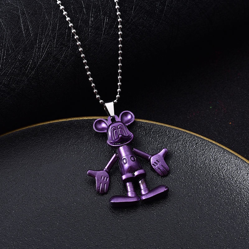 Retro pribadi hip hop anggota badan bergerak kartun Mickey Panjang kalung lucu Mickey Mouse liontin