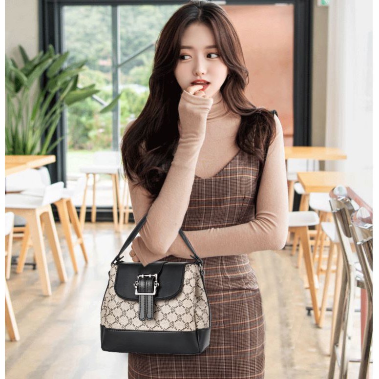 BJ20216 - BLACK/BROWN/COFFEE FLOWER/WZ- TAS TOTE SLEMPANG JINJING TOTEBAG HANDBAG TAS WANITA FASHION IMPORT MODIS ELEGAN TERMURAH TERLARIS TERBARU BAGSTORE JAKARTA TAS BATAM JT0216 CR7585