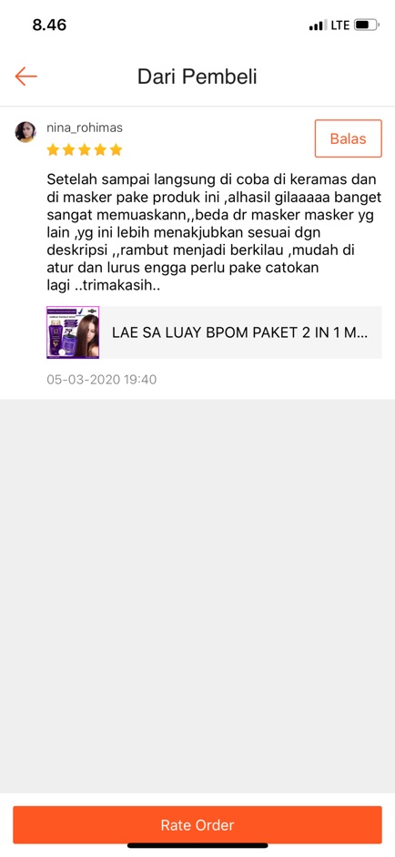 Lae Sa Luay Paket 2 in 1 Masker Rambut + Shampoo Keratin