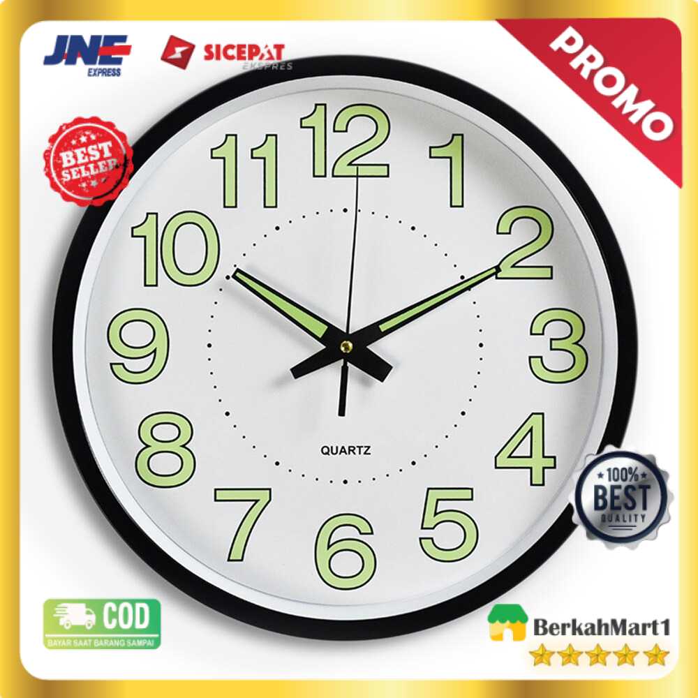 LUMINOVA Jam Dinding Bulat Quartz Creative Design Luminous 30CM - MDB1