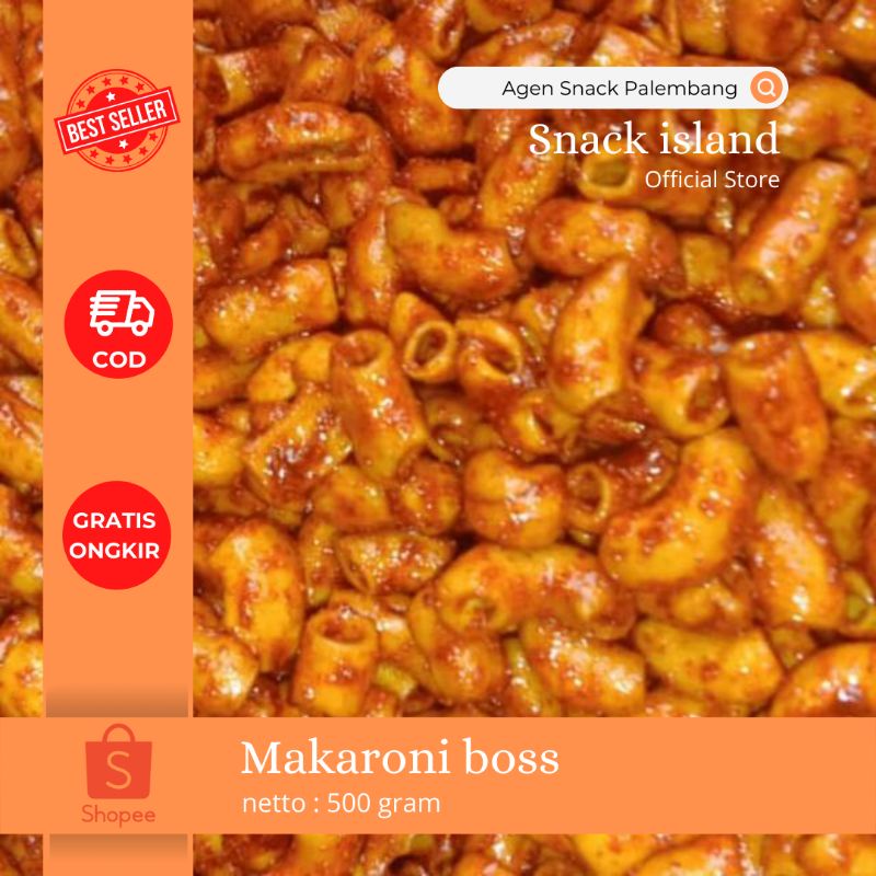 

makaroni boss berat 500 gram | kerupuk makaroni yang di goreng mekar dan di padukan dengan bumbu pedas yang mengunggah selerah