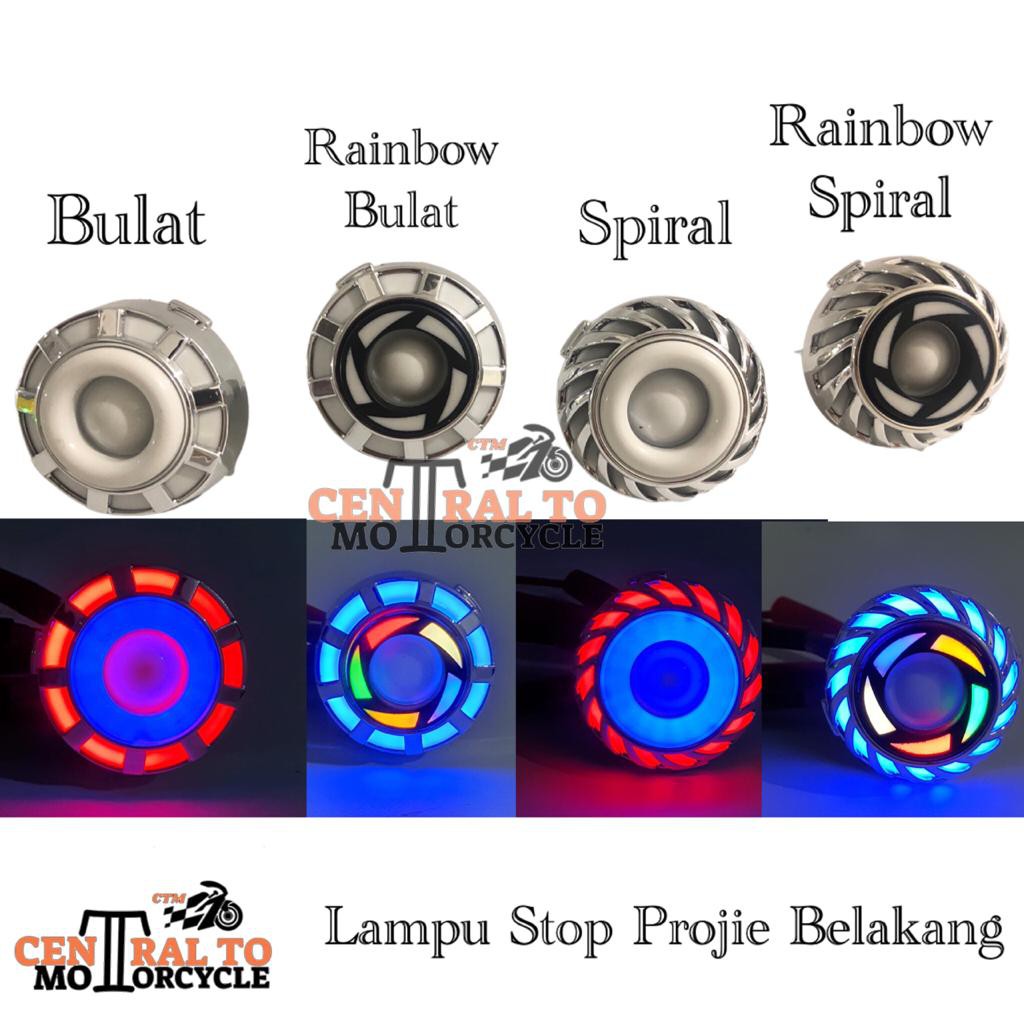 LAMPU STOP BELAKANG REM PROJIE MINI RAINBOW ARUS AC DC  UNIVERSAL