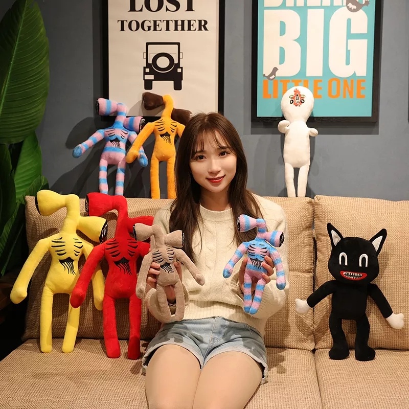 Mainan Boneka Stuffed Plush Karakter Sirene Head Warna Hitam Putih Ukuran 30-40cm Untuk Anak