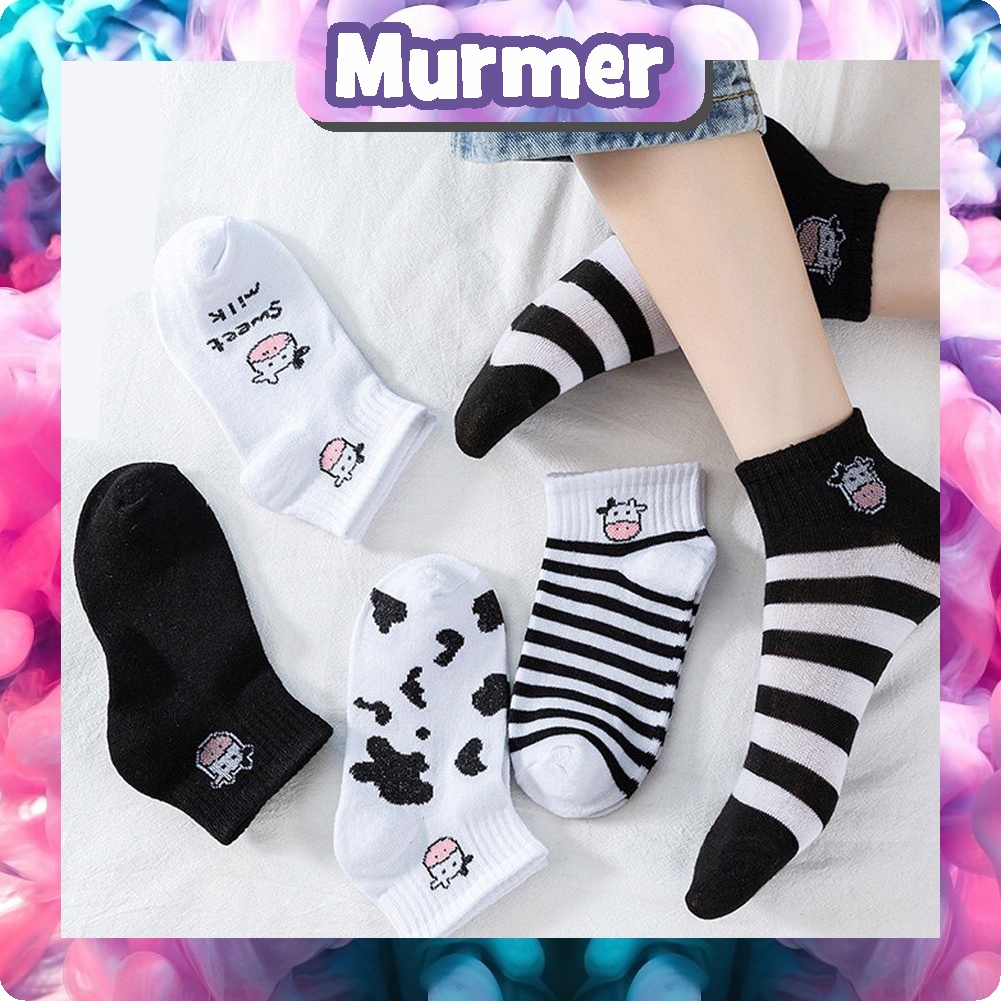 MurmerOfficial Kaos Kaki Fashion Unisex Motif Sapi Lucu Wanita Pria Murah Import R596