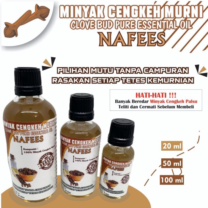 (Pure Clove Bud Essential Oil) MINYAK CENGKEH MURNI NAFEES 50ml Atsiri