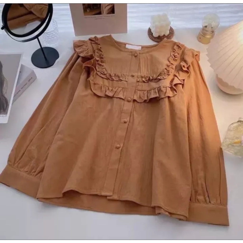 RADEA BLOUSE CRINKLE M-L-XL/atasan viral/blouse korea/korean style/atasan terbaru/size lengkap