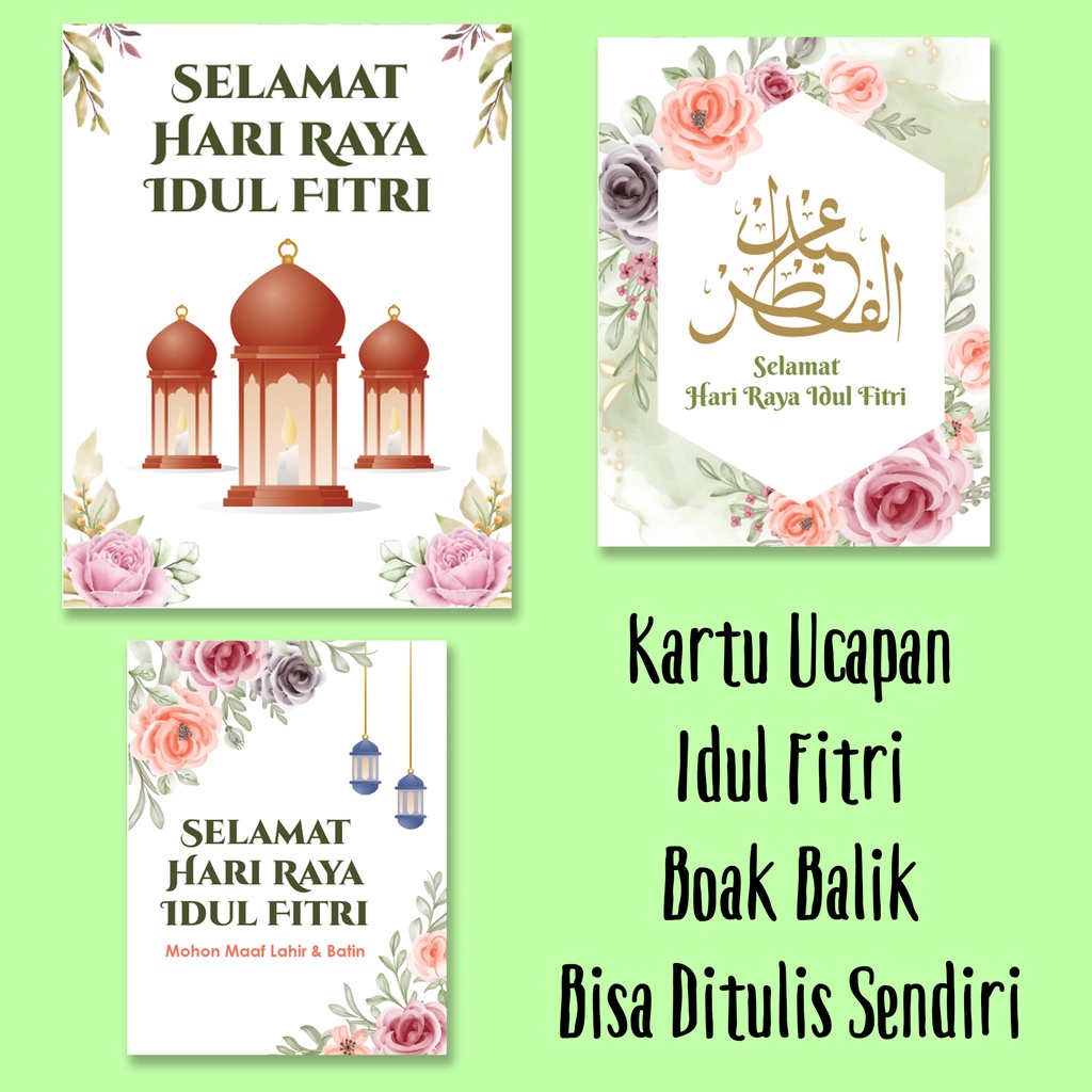 Jual Kartu Ucapan Idul Fitri Kartu Ucapan Parcel Lebaran Bolak Balik Pak Isi Pcs