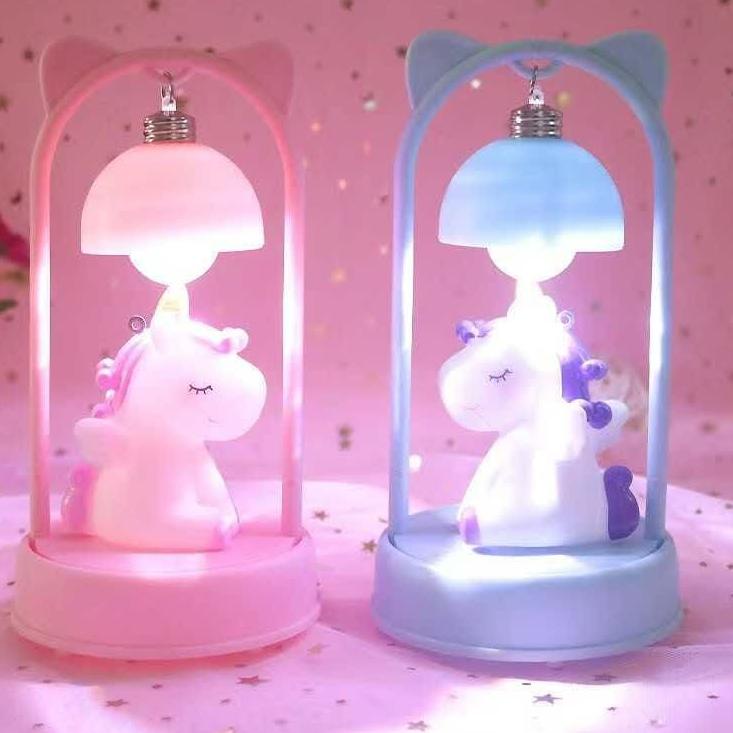 Kejutan Terbaik YKCS LED Lampu Tidur Porcelain Dekorasi Kamar Lucu Unicorn Lampu Tidur Hias Lampu Ma