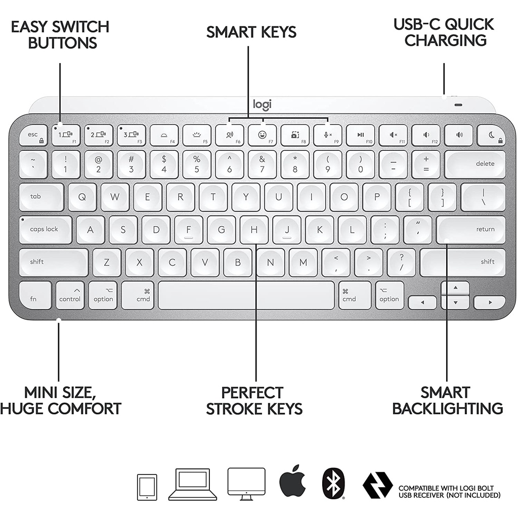 Logitech MX Keys Mini For  Wireless Illuminated Keyboard Bluetooth