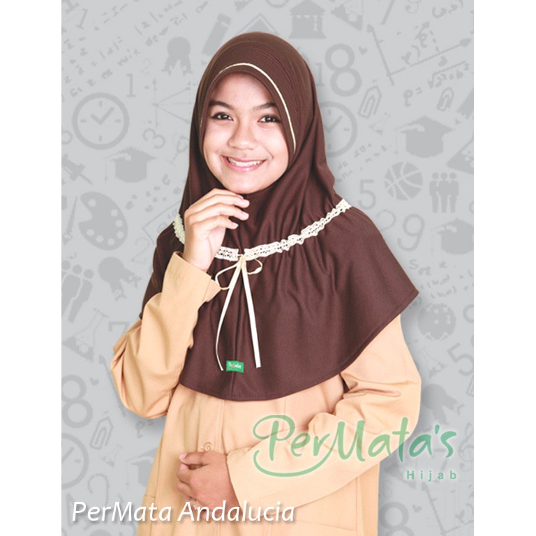 Jilbab Sekolah Permata Andalucia Coklat Pramuka (L) / Jilbab Anak / Jilbab Pramuka / COD