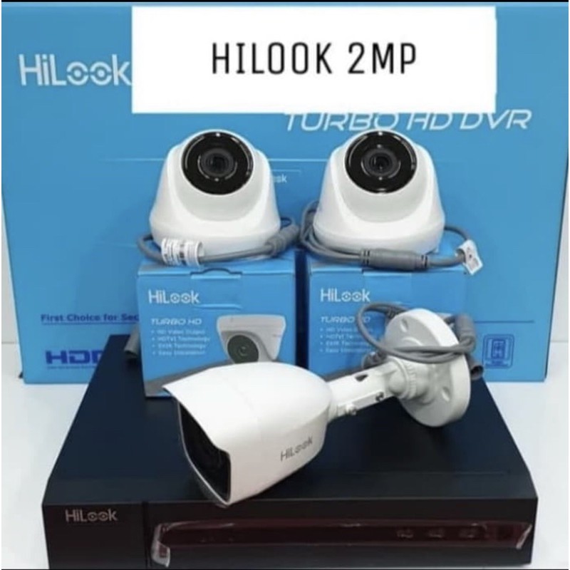 Paket CCTV HiLook by Hikvision 2MP 3 Kamera Siap Pasang