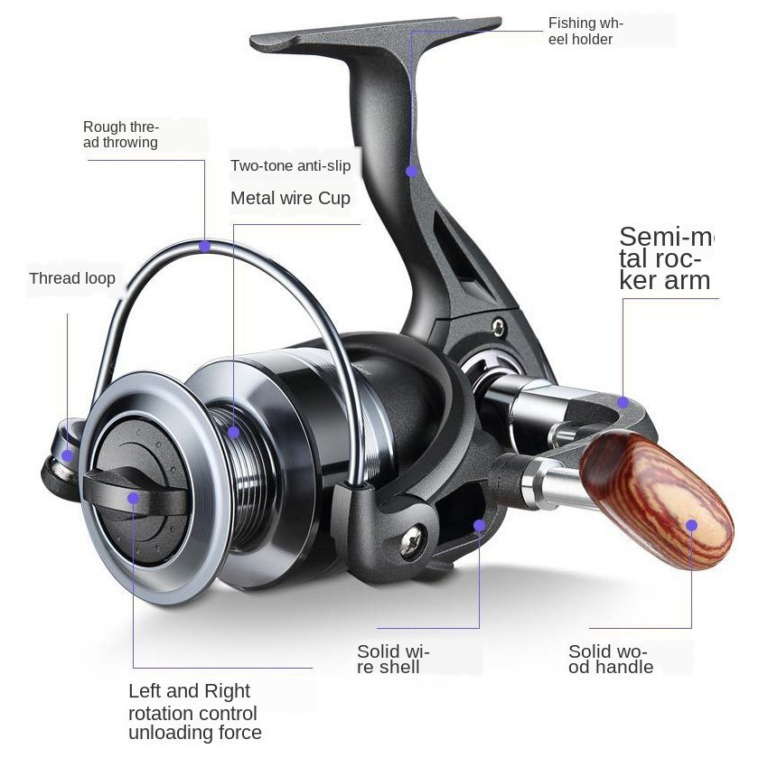 reel pancing qida zh5000 series fishing reel 4.7:1 gear ratio black Grab Medan