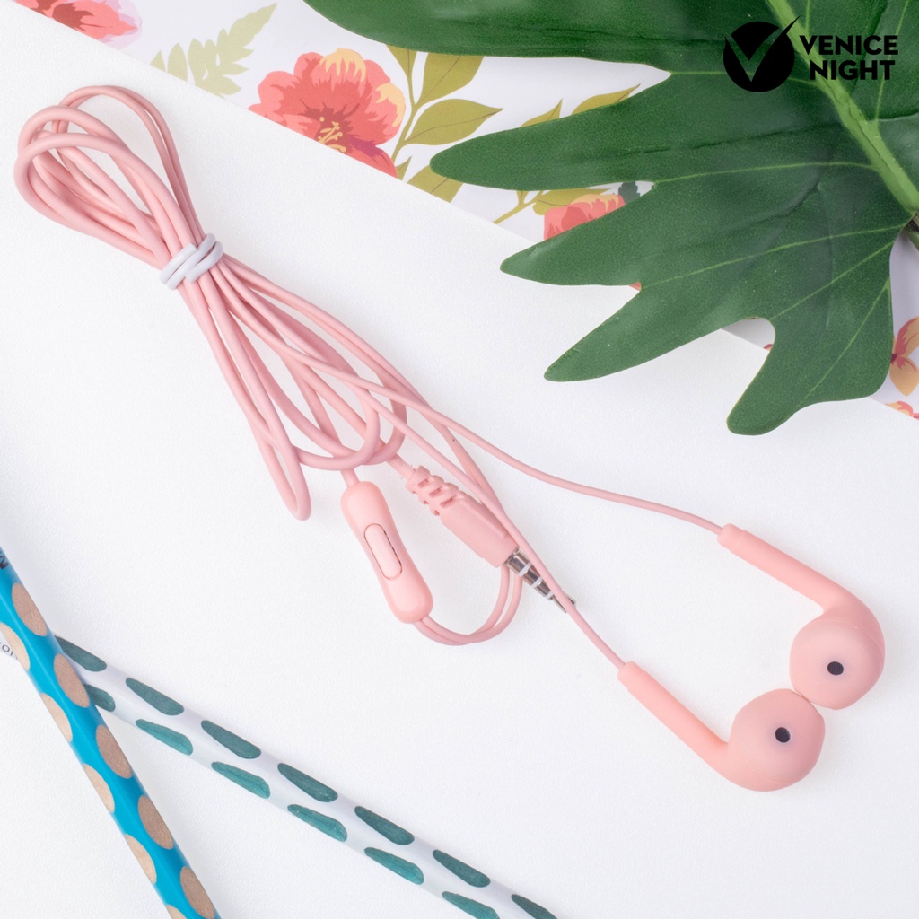 (VNEP) (Berkabel) U19 Earphone Gaming In-Ear Mega Bass High Fidelity Warna Macaron Jack 3.5mm Dengan Mic