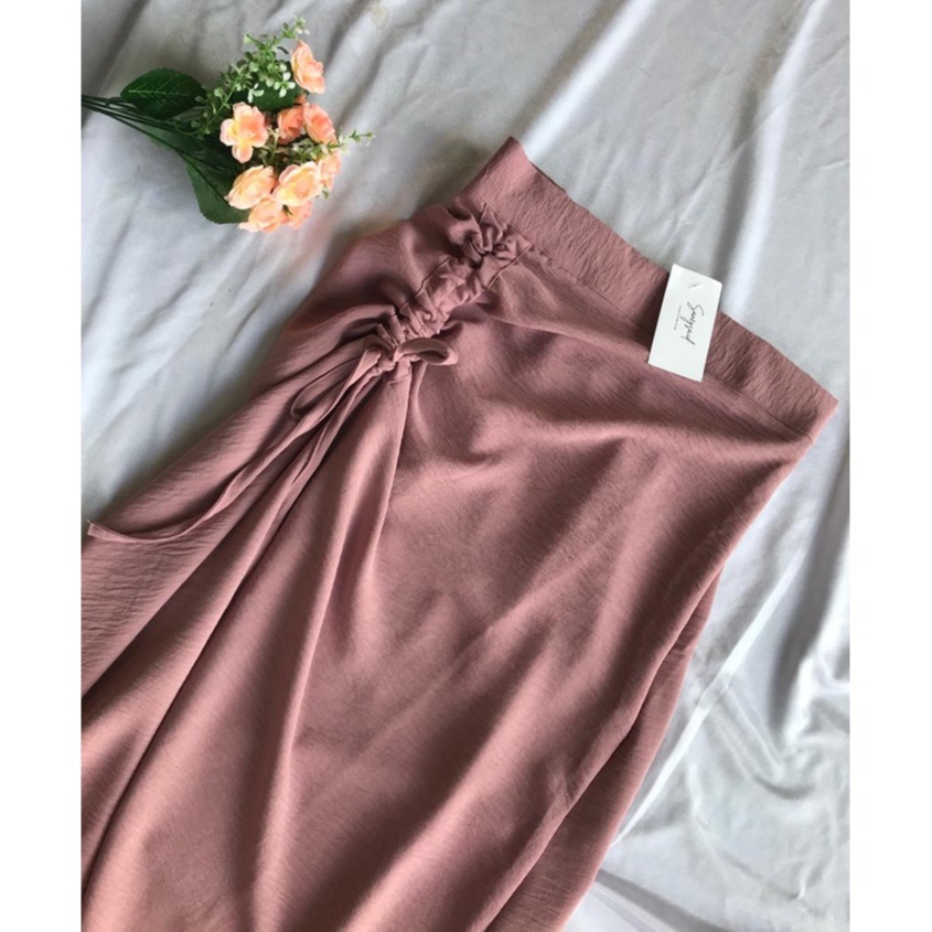 Tamara Skirt - Rok Serut Casual Korean Look -  Midi Maxy  Skirt - Rok Wanita Korean Terbaru - Rok Crinkle-Salem