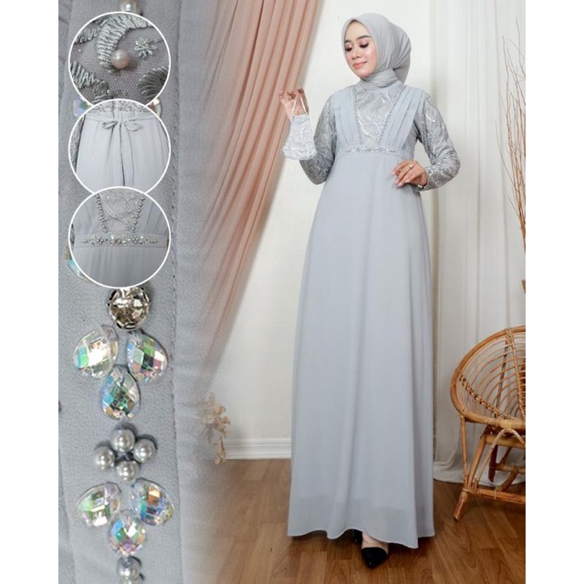 Safira Dress Nj / Kebaya Gamis Modern / Gamis Pesta Mewah / Gamis Populer / Kebaya Gamis / Gamis Bridesmaid