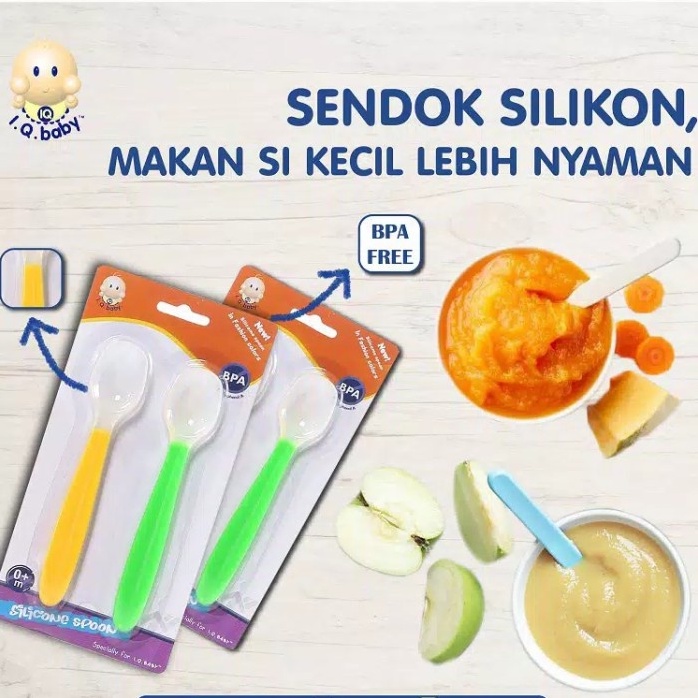 IQ Baby Sendok Silikon Isi 2pcs Sendok Makan Bayi / Silicone Spoon