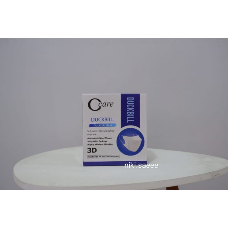 Masker Duckbill C Care Hitam & Putih Embos 50pcs | Duckbill Embos Murah | Duckbill Tebal Murah