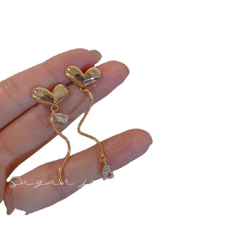 Anting Stud Bentuk Hati Asimetris Warna Permen Gaya Korea Untuk Hadiah