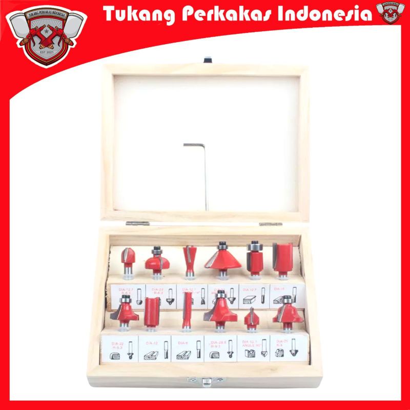 ROUTER BIT SET 12PCS/MATA BOR TRIMER/MATA PROFIL KAYU SET 12PCS