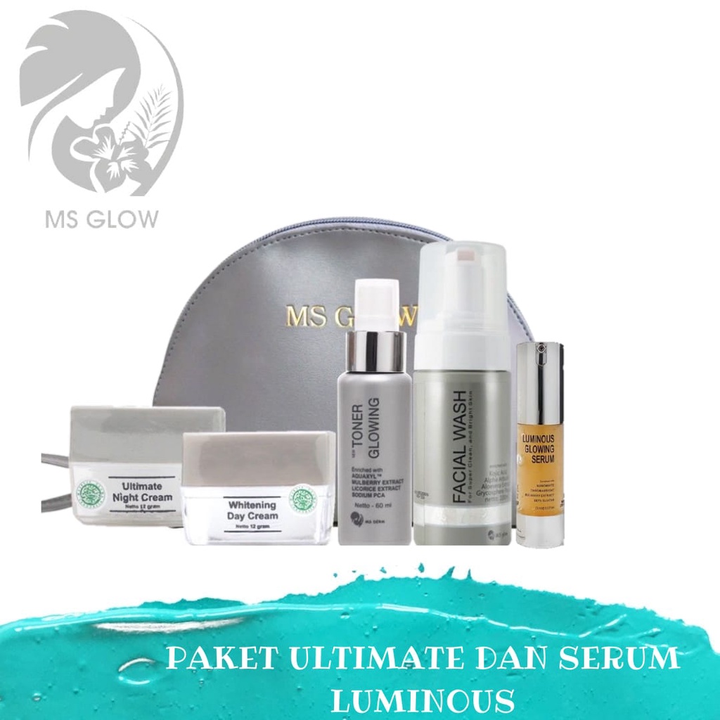 Paket ultimate Super Msglow dan serum luminous msglow Ms Glow Original Paket Skincare Wajah Glowing 