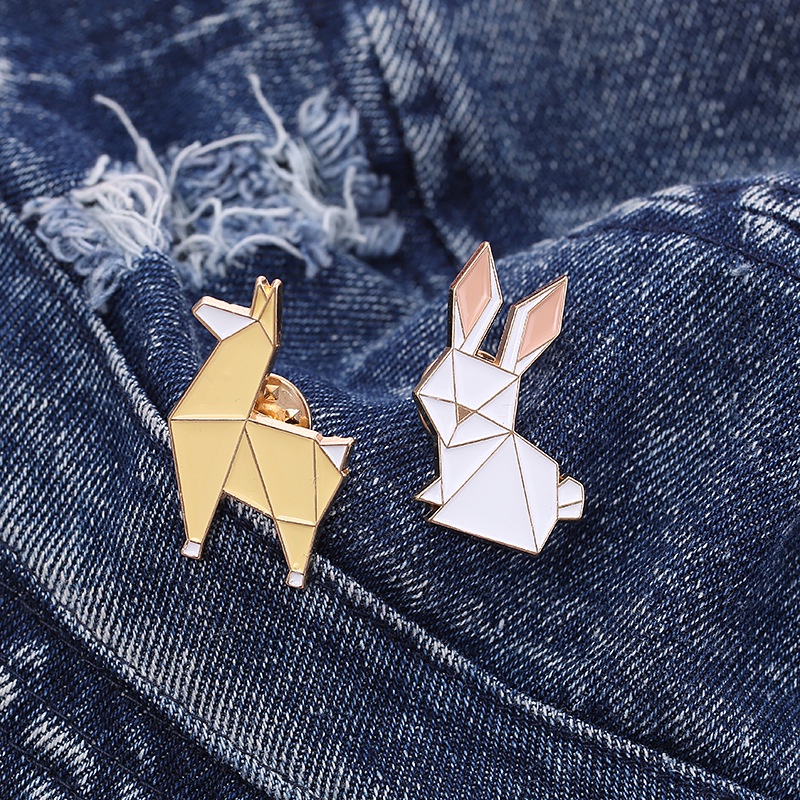 [ Punk Cartoon Origami Animal  Cute  Fox Enamel  Brooches Pin  ][ Denim Shirt Lapel Hat Collar Jewelry ]