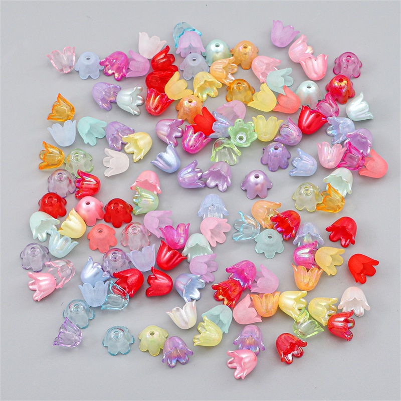 90pcs Manik-Manik Bunga Bahan Akrilik Transparan Ukuran 11X8mm