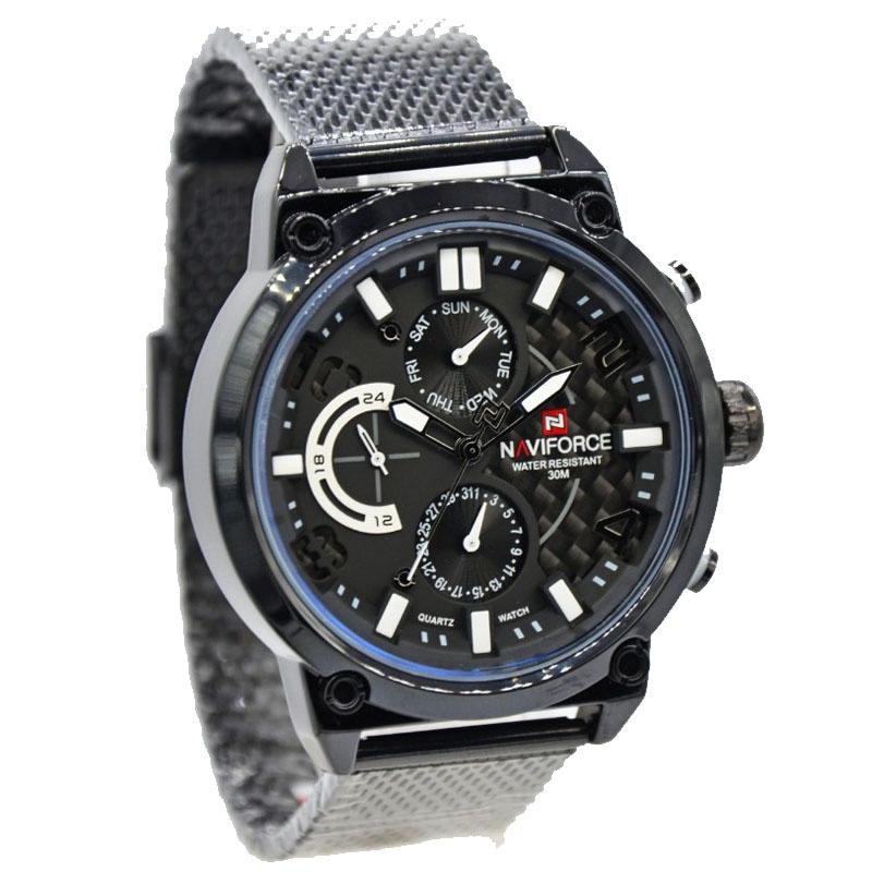 JAM TANGAN NAVIFORCE 9068 M2 ST LA MEN - STAINLESS STEEL - HITAM NAVIFORCE ORIGINAL 9068 JAM NAVIFOR