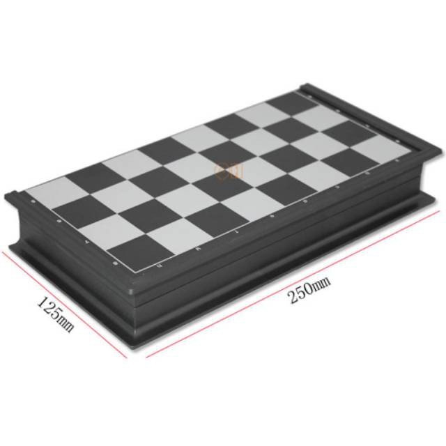 Grab Medan Permainan Papan Catur Magnet Folding Chessboard BoardGame Black White