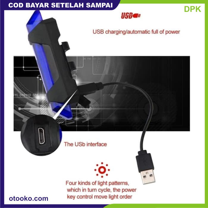 Lampu Belakang Sepeda LED Tail Light Rechargeable Micro USB BS216