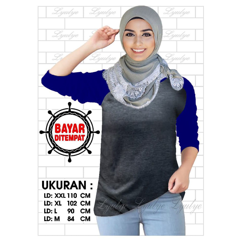 Kaos Raglan (POLOS)/Kaos Wanita Lengan 3/4/ Kaos Wanita/ Kaos Cewek/ Kaos Oblong/Misty