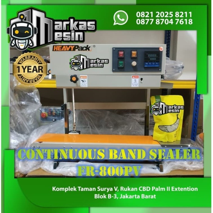Continuous Band Sealer Mesin Segel Plastik Fr-800Pv Heavypack