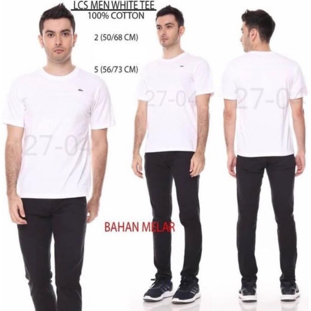 Kaos pria warna putih branded LACOSTE original