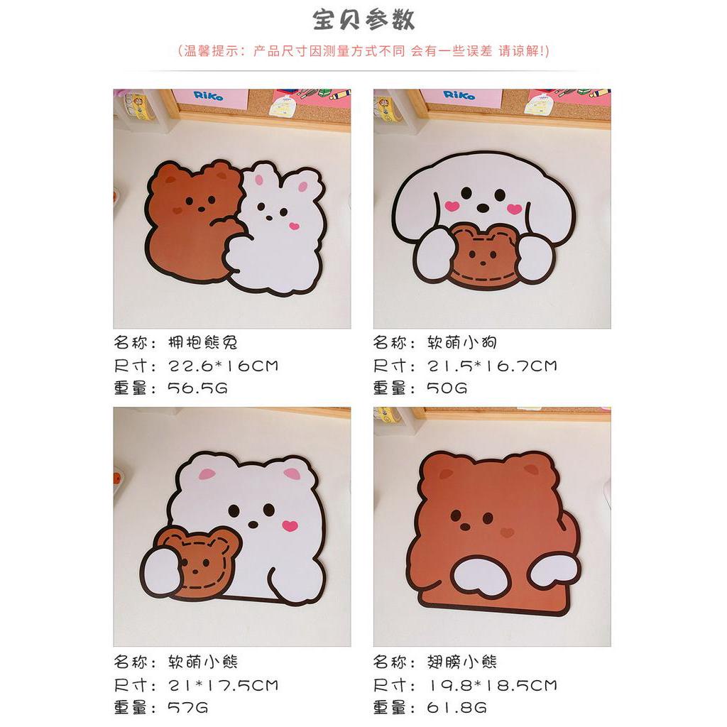 Korean Style Cute Cartoon Rabbit Bear Dog Pattern Waterproof Non-slip Student Mouse Pad Gift for Friend