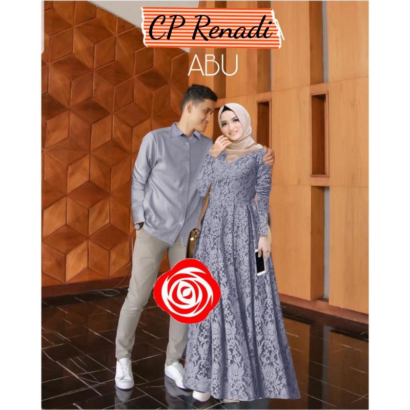 BAJU GAMIS DRESS BRUKAT BROKAT COUPLE LENGAN TANGAN PANJANG LAPIS FURING UNTUK PASANGAN KONDANGAN PE