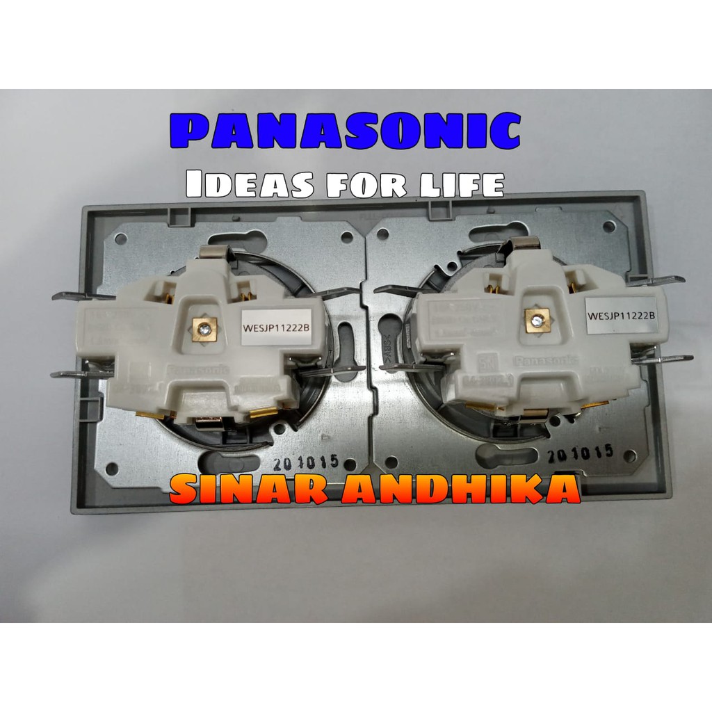 STOP KONTAK DOUBLE GROUNDING (CP) HITAM STYLE E PANASONIC WESJP 11222B