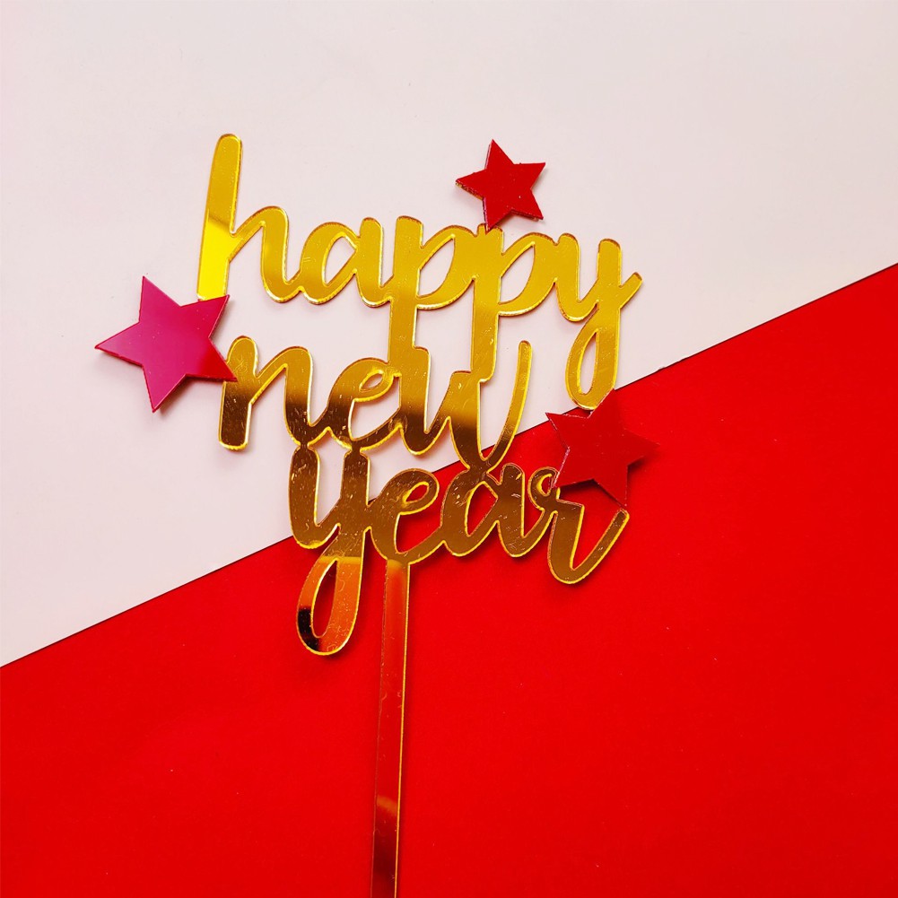 Topper Kue Desain Happy New Year Untuk Dekorasi Pesta