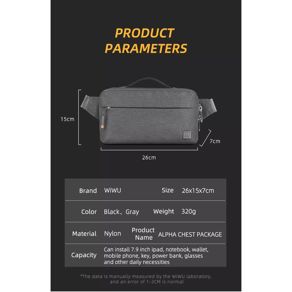 AKN88 - WIWU ALPHA Tas Pinggang Travel Outdoor Multifungsi