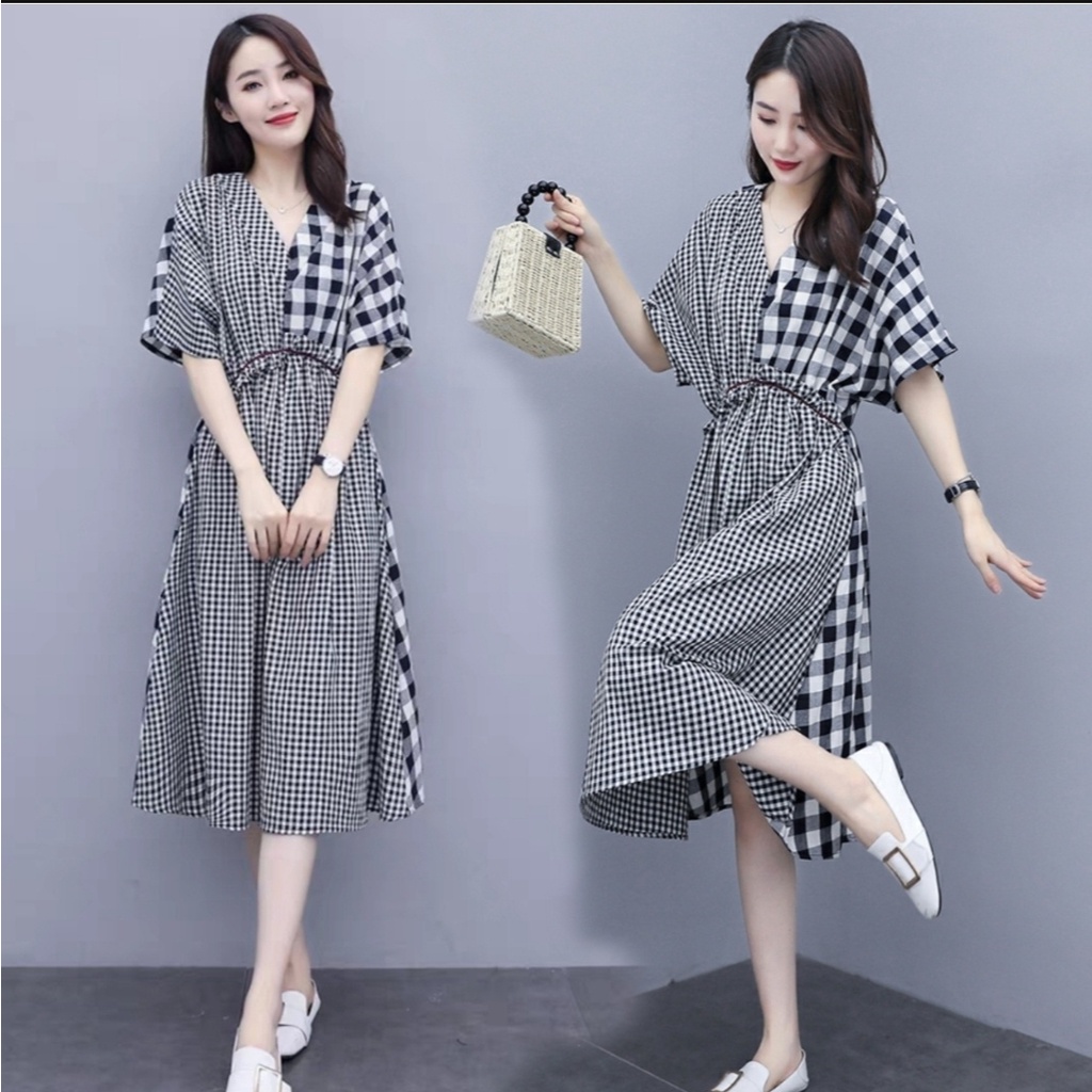 [MCFK] Dress Lakola / Dress Kotak Korea / Fashion Wanita / Dress Wanita Murah / Dress / Casual Dress