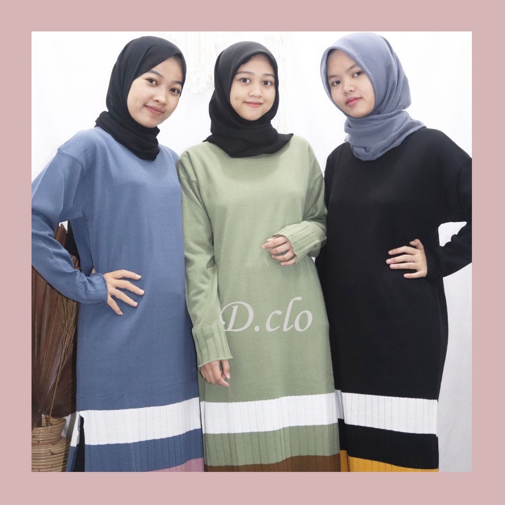 Celina Baju Tunik Wanita Dewasa Bahan rajut Premium Model Terbaru 2022 Onesize LD 100 cm