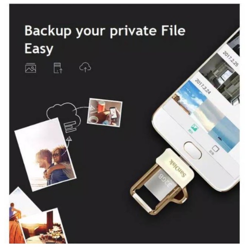 SanDisk Flashdrive  M3.0 Ultra Dual Drive OTG 16GB/32GB/64GB/128GB Transmisi 150M/S Flash Drive Storage Eksternal- Gold(100% Original)