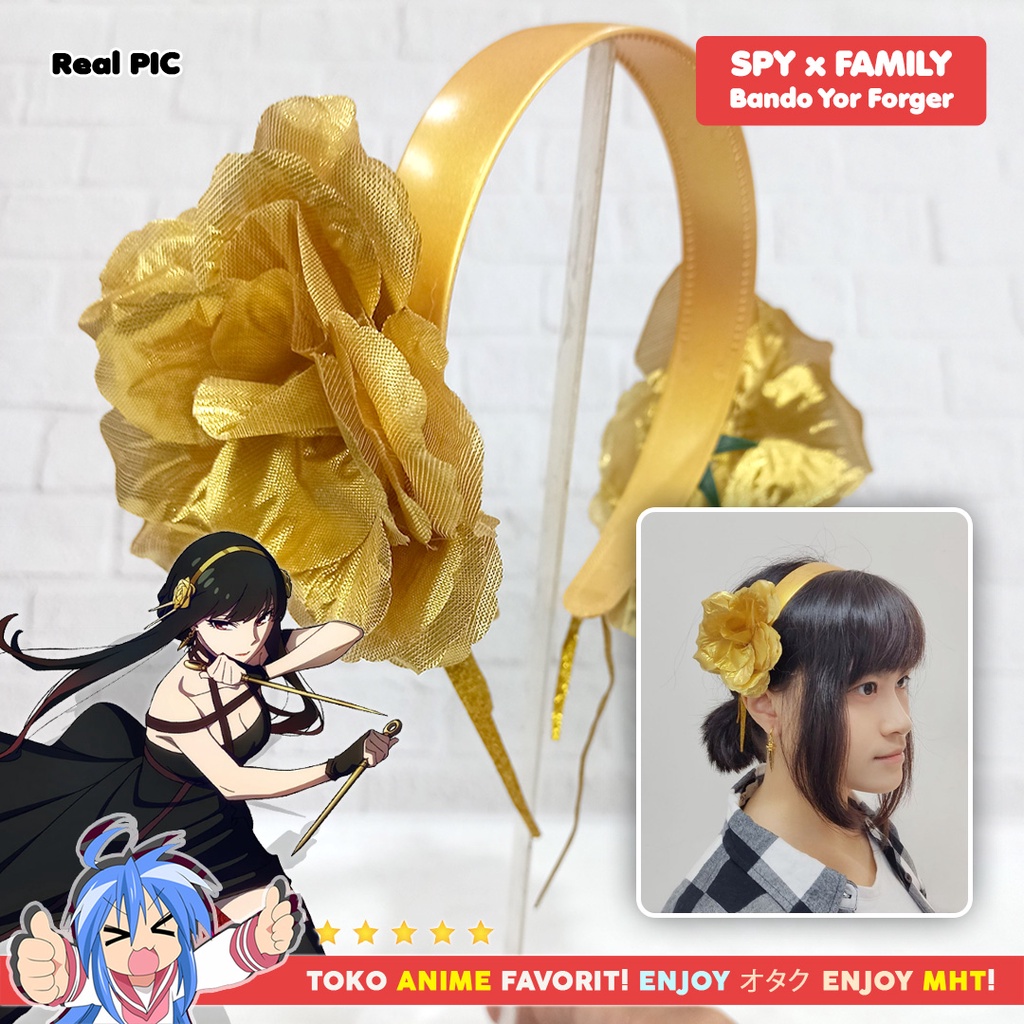 Bando Spy X Family Yor Forger Cosplay Anime Kostum Gold Rose