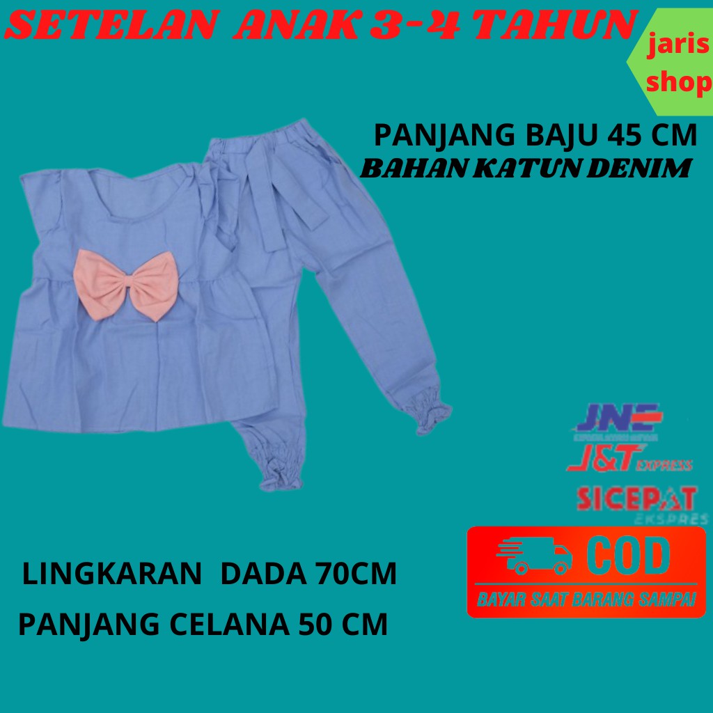 One Set Fashion Bju Baju Anak Perempuan Import Stelan Setelan Ank Cewek Kecil Korea  3 4  Tahun Thn