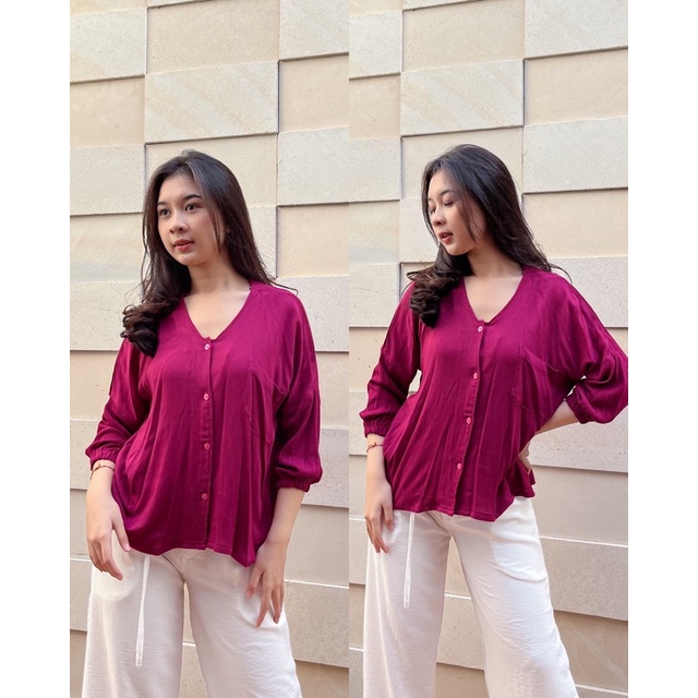 OLIVIA BLOUSE TOP| V NECK BLOUSE