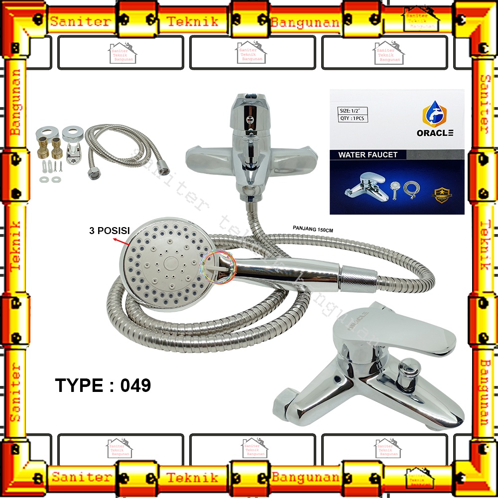 Kran Keran Shower Set Bakip Bath Tub Stainless Steel Air Dingin Panas Oracle