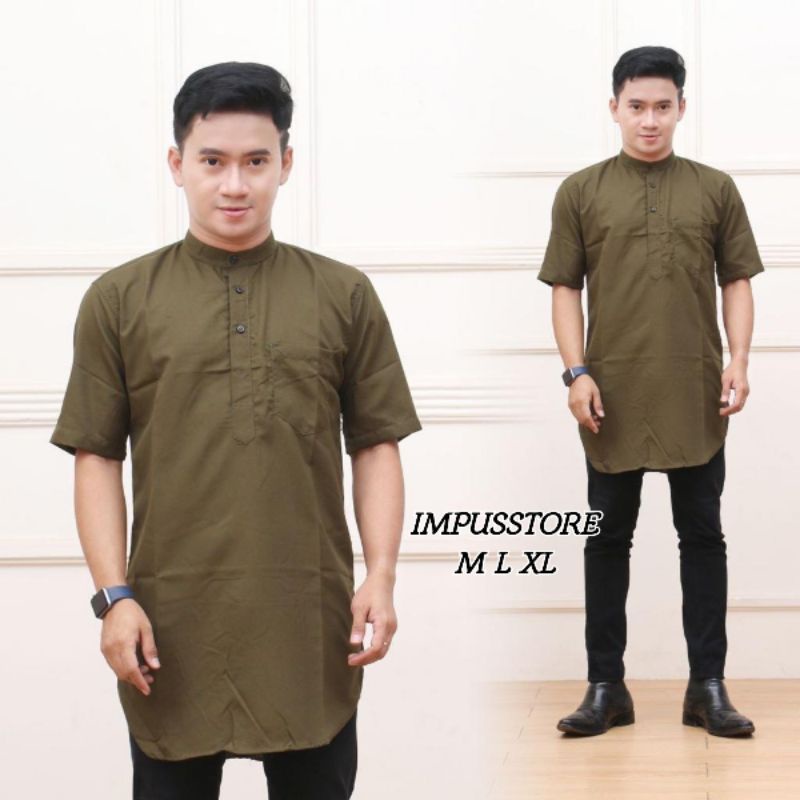 Koko Kurta Lengan Pendek Matt Katun  Adem Tebal Terlaris Ready Panjang Juga Ada by Impusstore