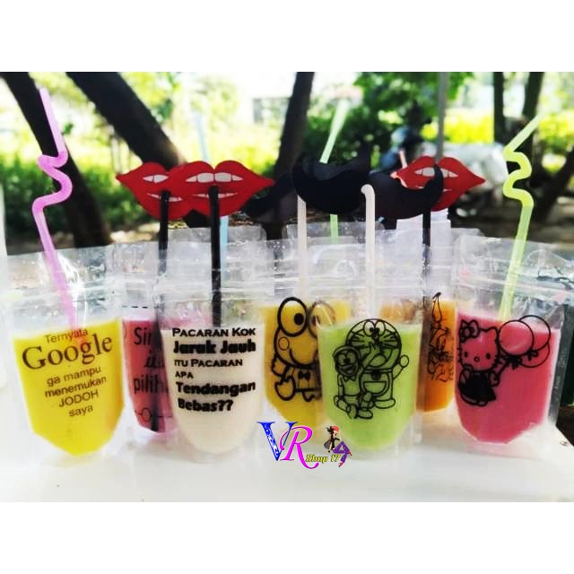 PAKET STANDING POUCH SABLON KPACK UK 9X15CM / POUCH MINUMAN / PLASTIK PUDOT /PLASTIK PUDING SEDOT AN