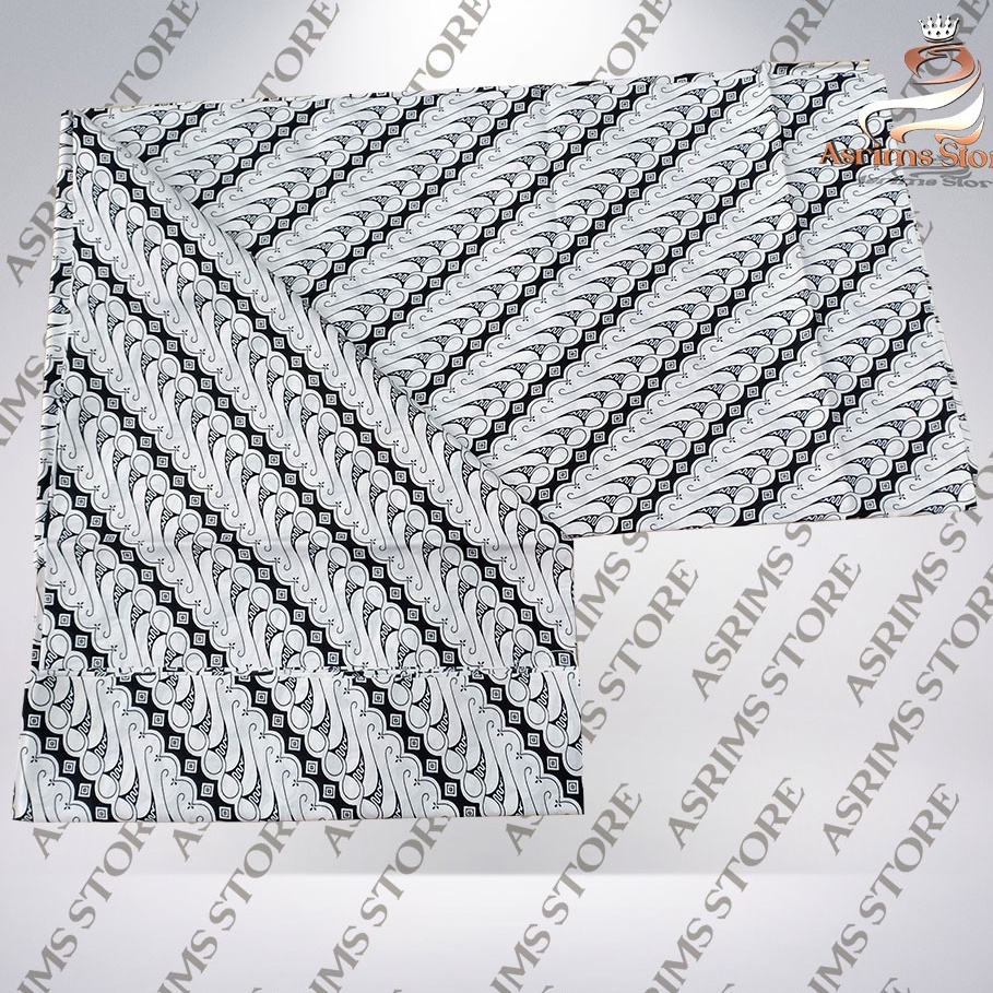 Kain Batik Jogja Jarik Batik Samping Kebat Jogjaan Hitam Putih Santoso AAA Premium Original-16AAA