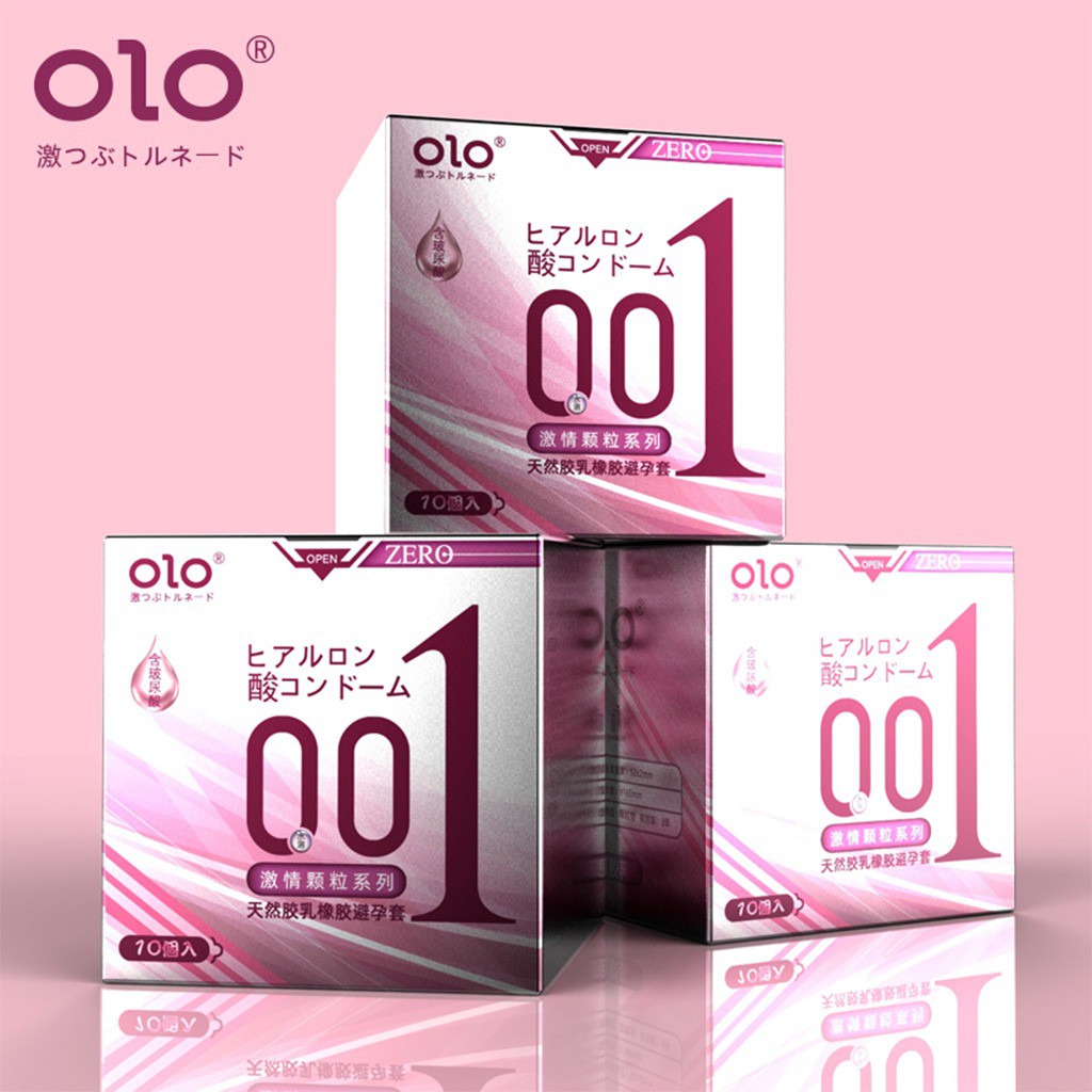 Kondom OIO OLO 001 Condom SUPER THIN &amp; SOFT WITH PINKY DOTTED CLIMAX SENSATION 1 Kotak isi 10 Pics