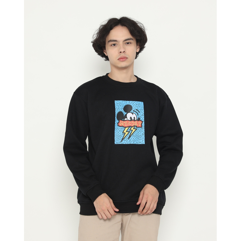 Baju Kaos Jacket Hoodie Flanel Disney | Erigo Sweatshirt Flash Mickey Black Original  Keren
